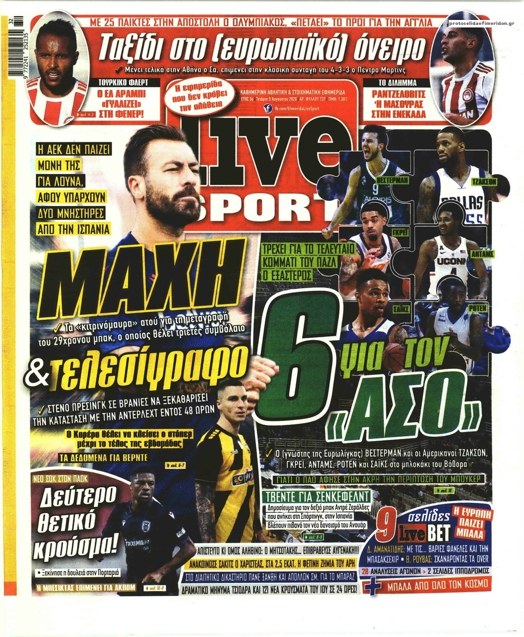 Πρωτοσέλιδο εφημερίδας Livesport