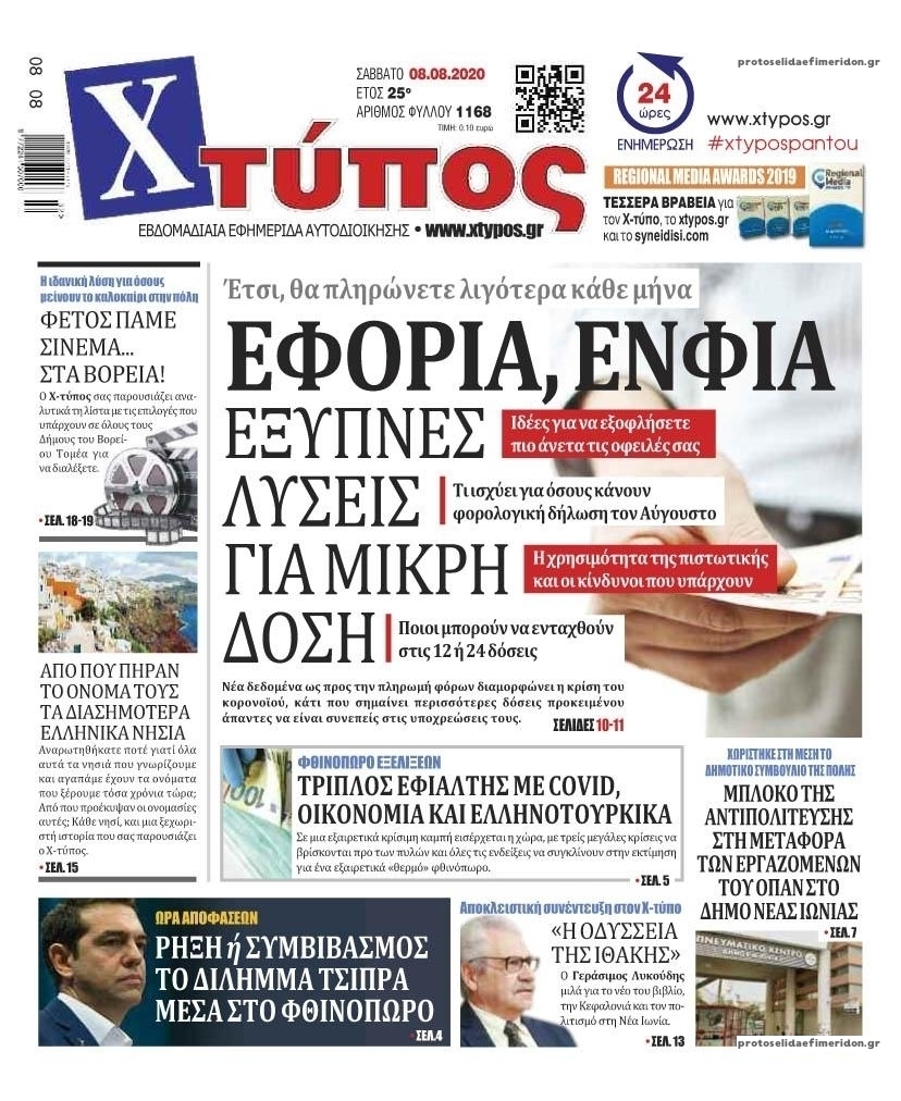 Πρωτοσέλιδο εφημερίδας Χτύπος