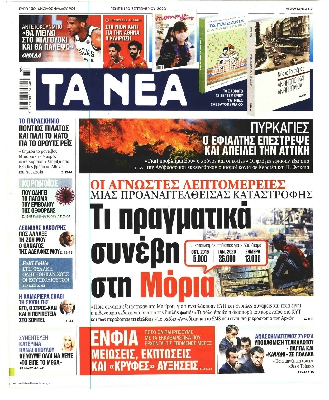 Πρωτοσέλιδο εφημερίδας Τα Νέα