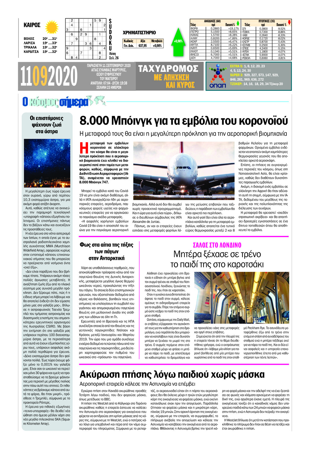 Οπισθόφυλλο εφημερίδας Ταχυδρόμος