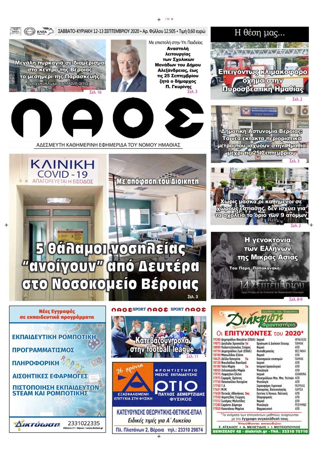 Πρωτοσέλιδο εφημερίδας Λαός Βέροιας