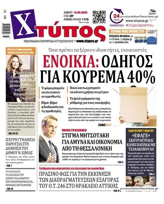 Πρωτοσέλιδο εφημερίδας Χτύπος