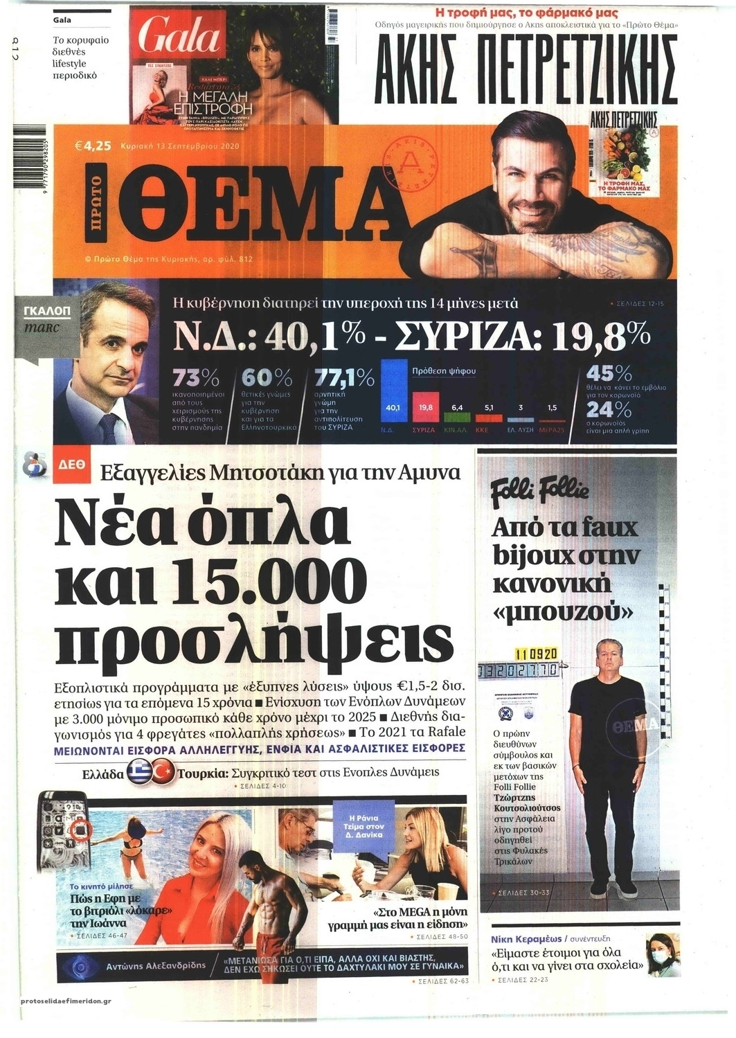 Πρωτοσέλιδο εφημερίδας Πρώτο Θέμα