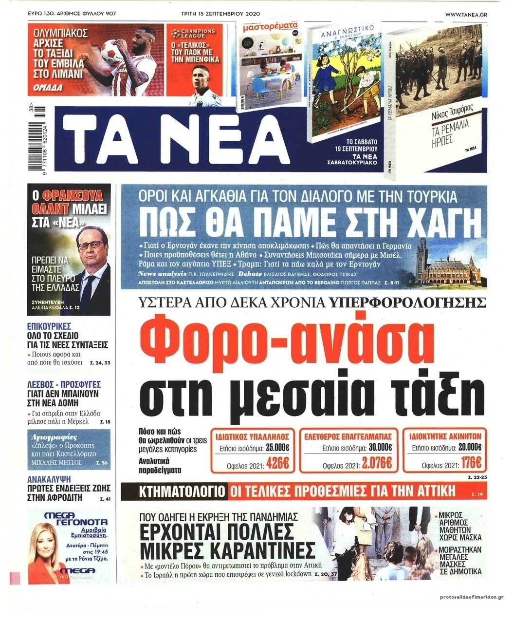 Πρωτοσέλιδο εφημερίδας Τα Νέα