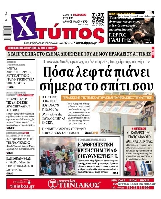 Πρωτοσέλιδο εφημερίδας Χτύπος