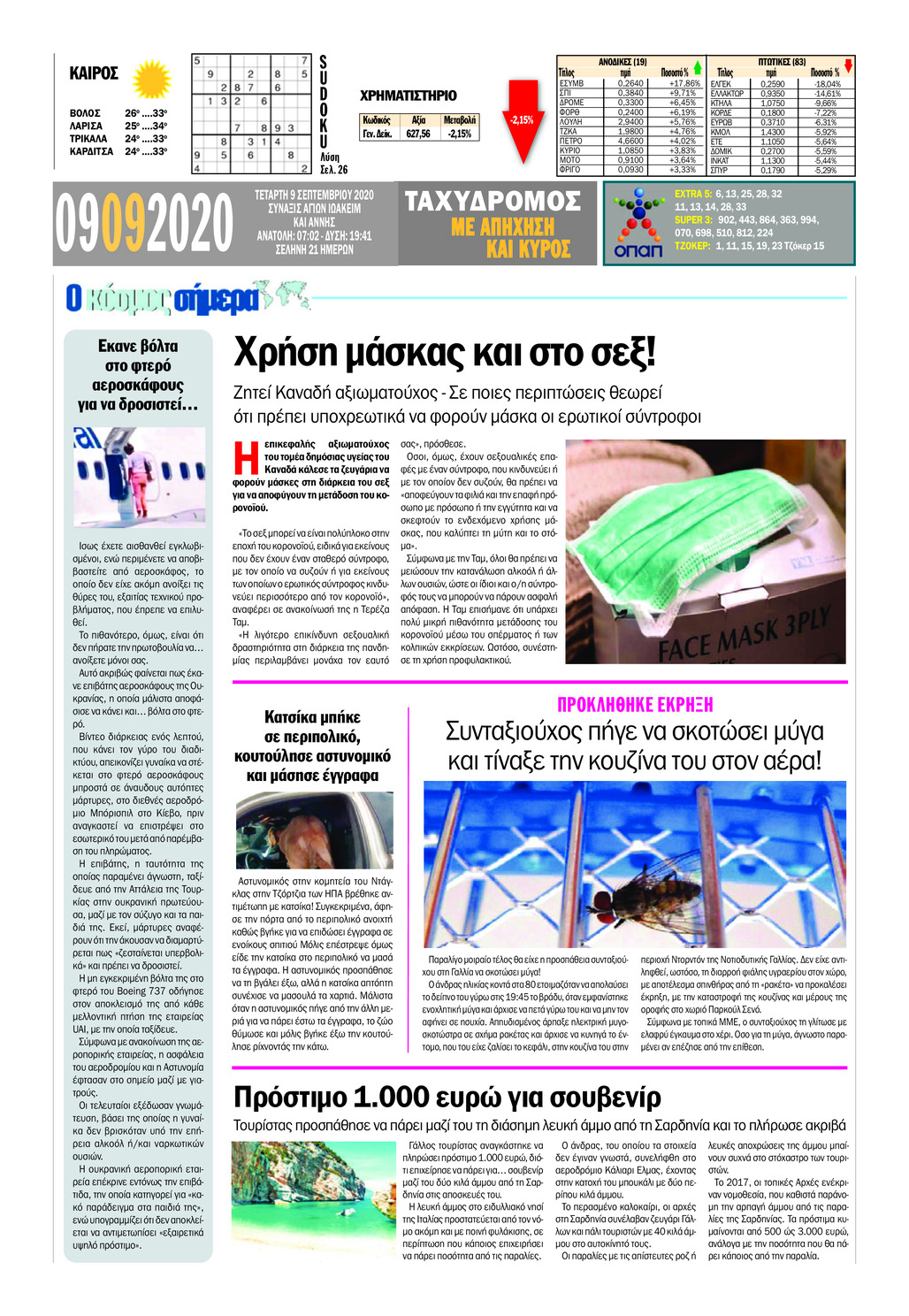 Οπισθόφυλλο εφημερίδας Ταχυδρόμος