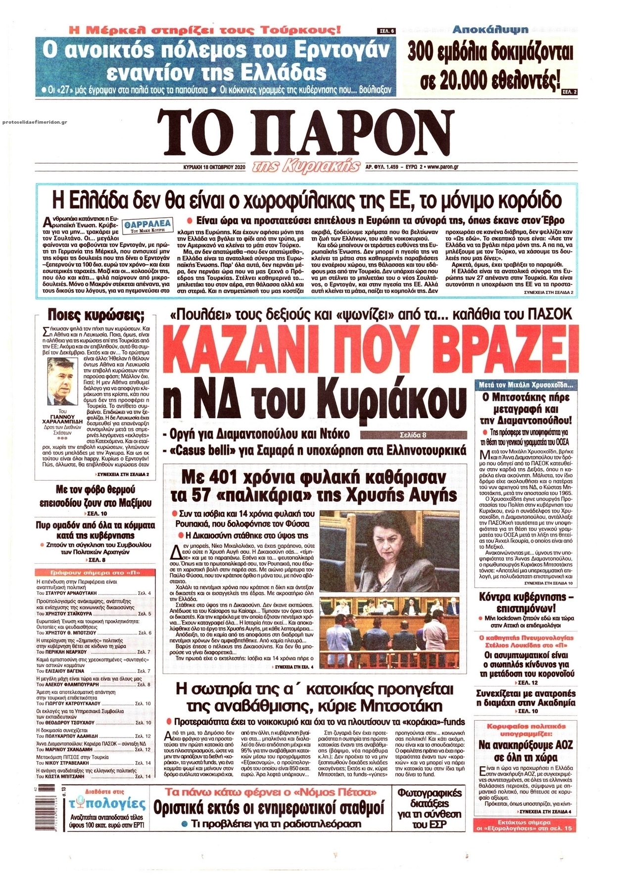 Πρωτοσέλιδο εφημερίδας Το Παρόν