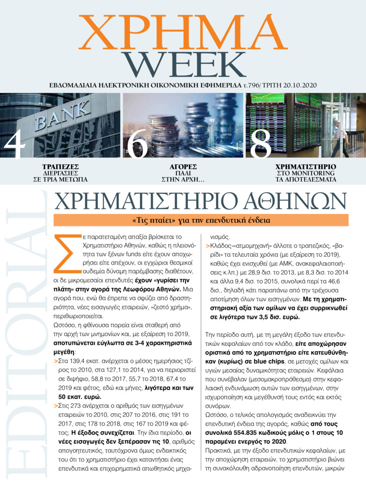 Πρωτοσέλιδο εφημερίδας Χρήμα Week