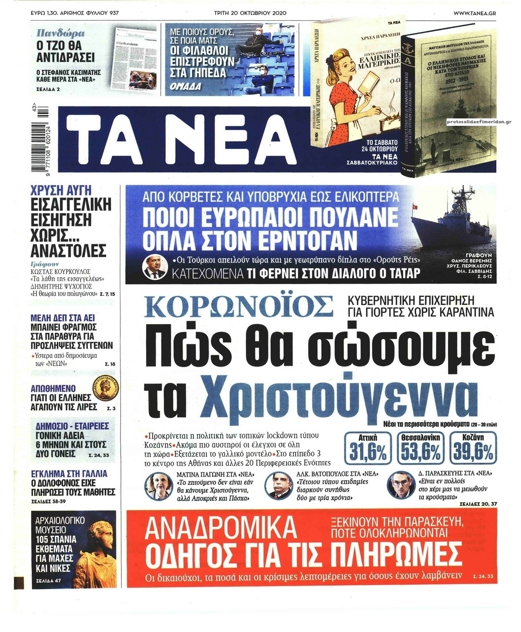 Πρωτοσέλιδο εφημερίδας Τα Νέα