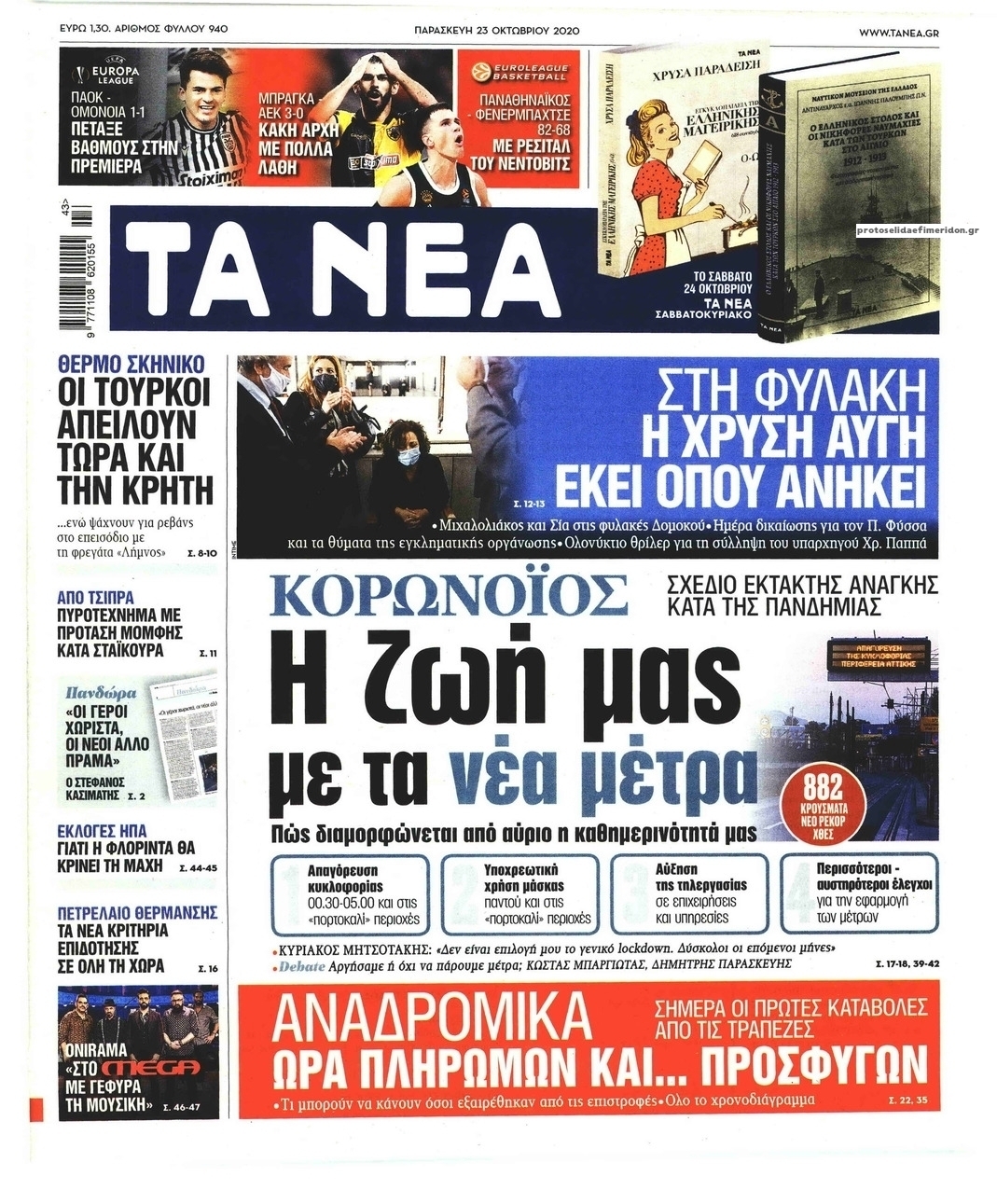 Πρωτοσέλιδο εφημερίδας Τα Νέα