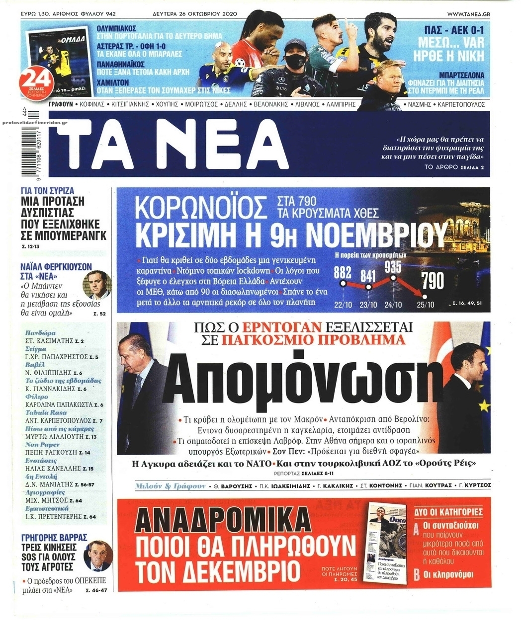 Πρωτοσέλιδο εφημερίδας Τα Νέα