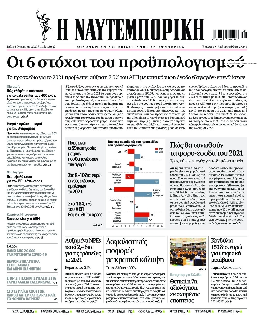 Πρωτοσέλιδο εφημερίδας Ναυτεμπορική
