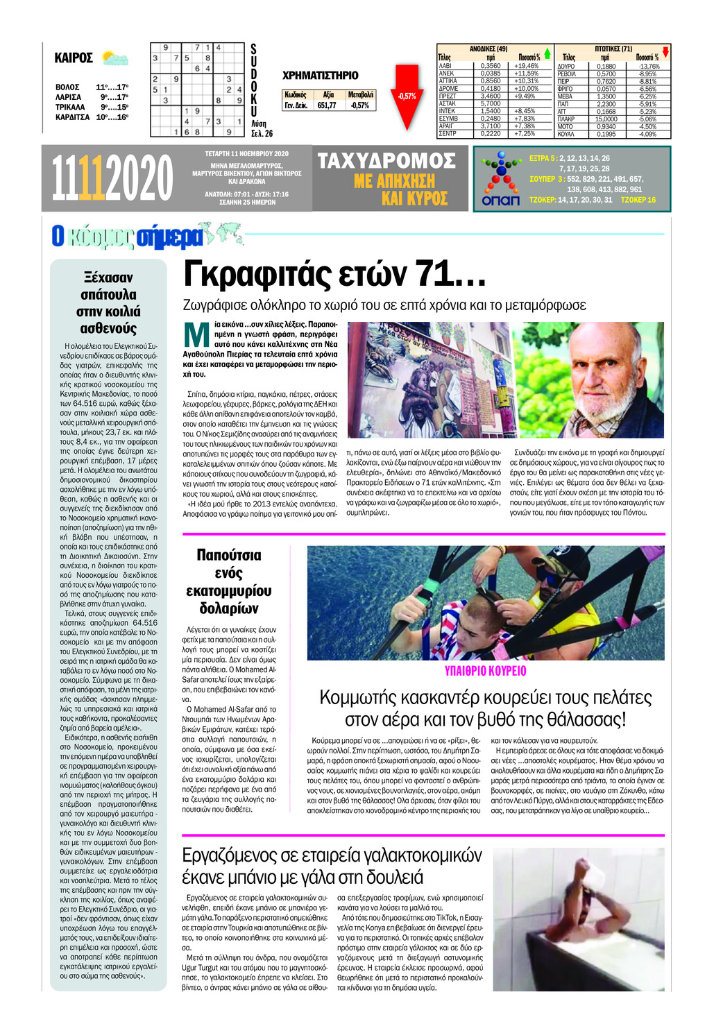 Οπισθόφυλλο εφημερίδας Ταχυδρόμος