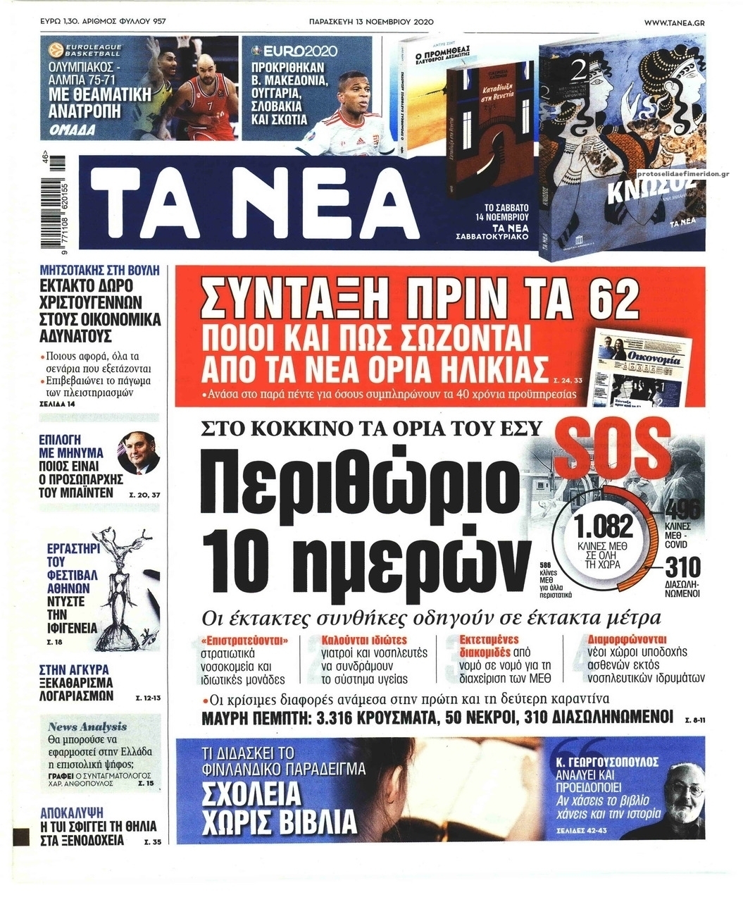 Πρωτοσέλιδο εφημερίδας Τα Νέα