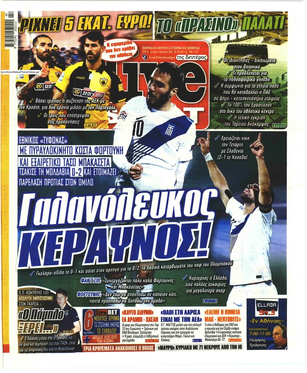 Πρωτοσέλιδο εφημερίδας Livesport