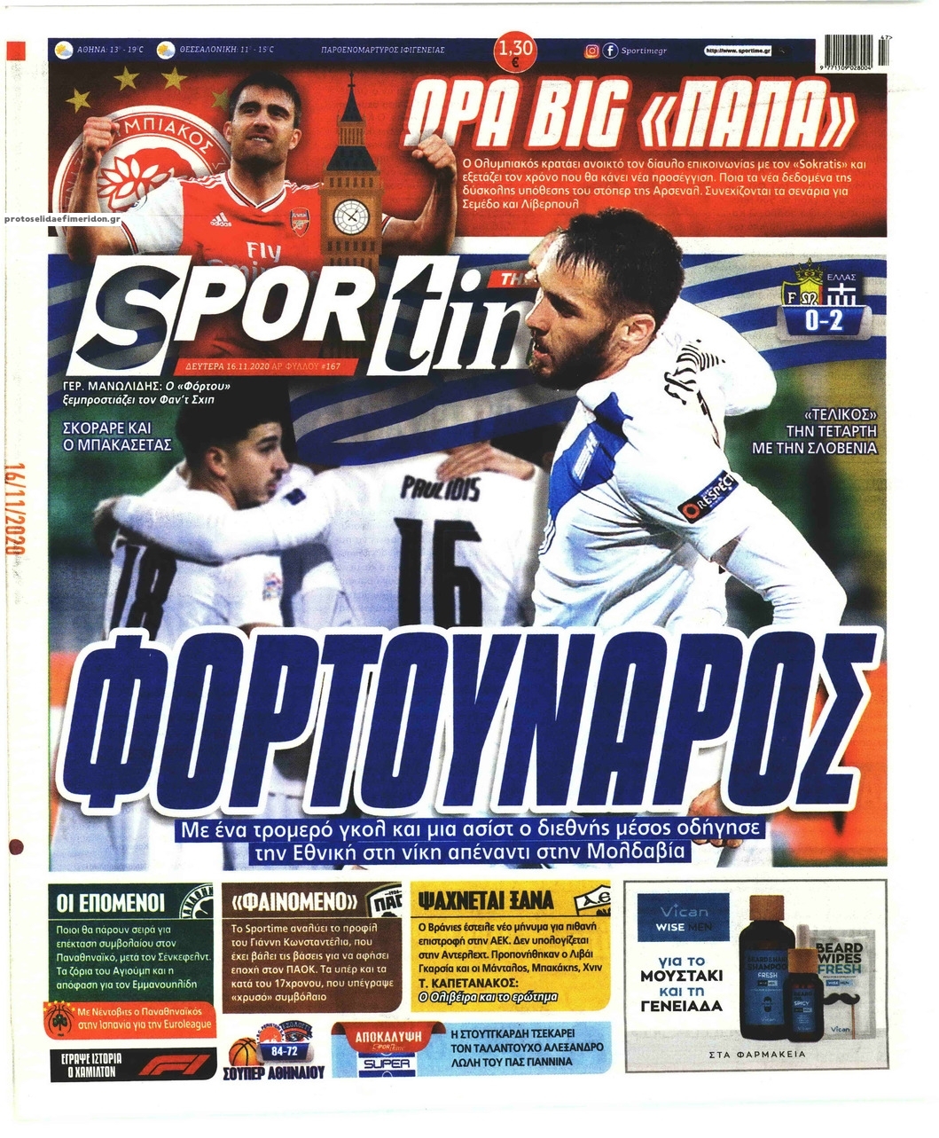 Πρωτοσέλιδο εφημερίδας Sportime