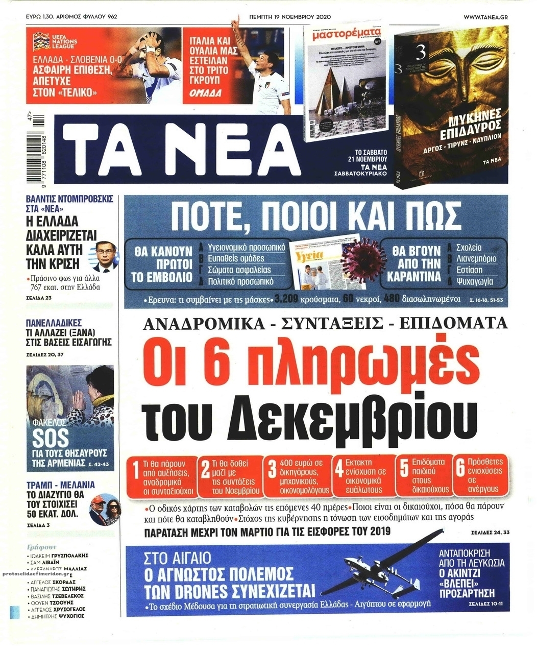 Πρωτοσέλιδο εφημερίδας Τα Νέα