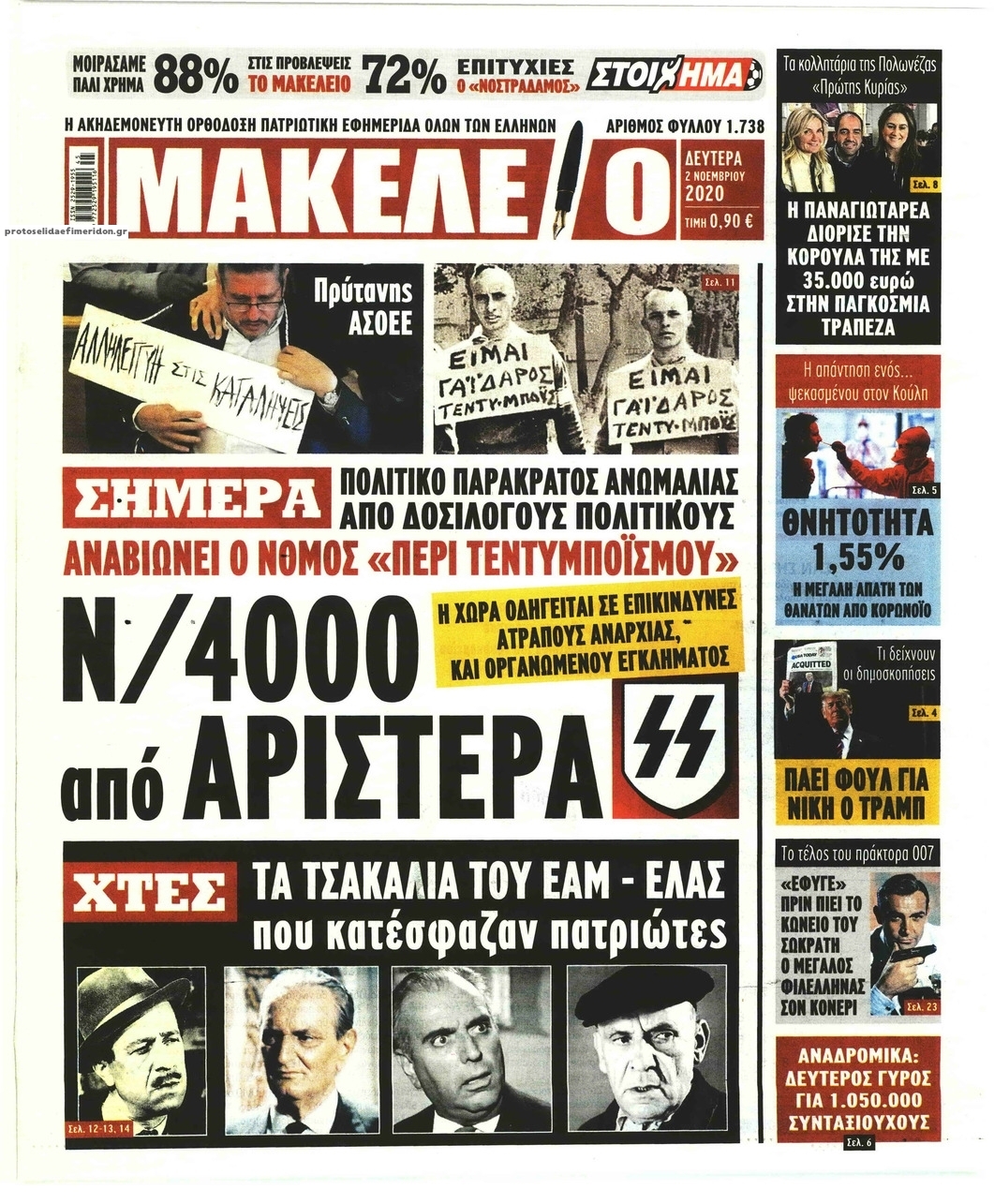 Πρωτοσέλιδο εφημερίδας Μακελειό