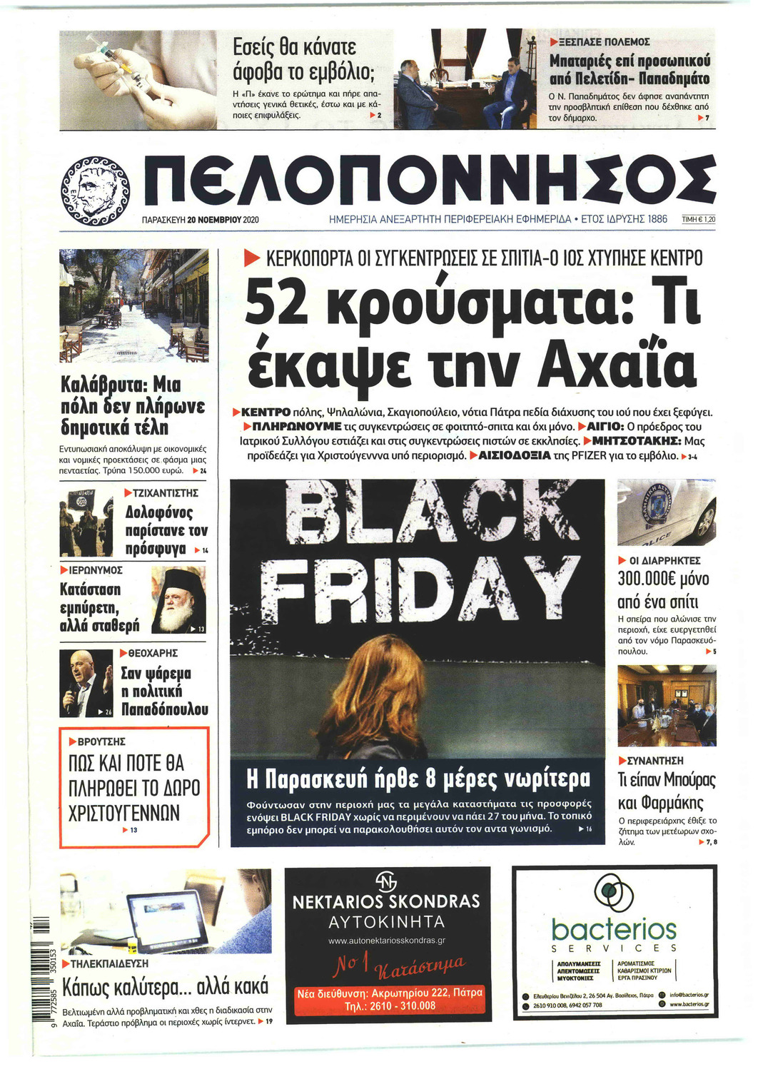 Πρωτοσέλιδο εφημερίδας Πελοπόννησος