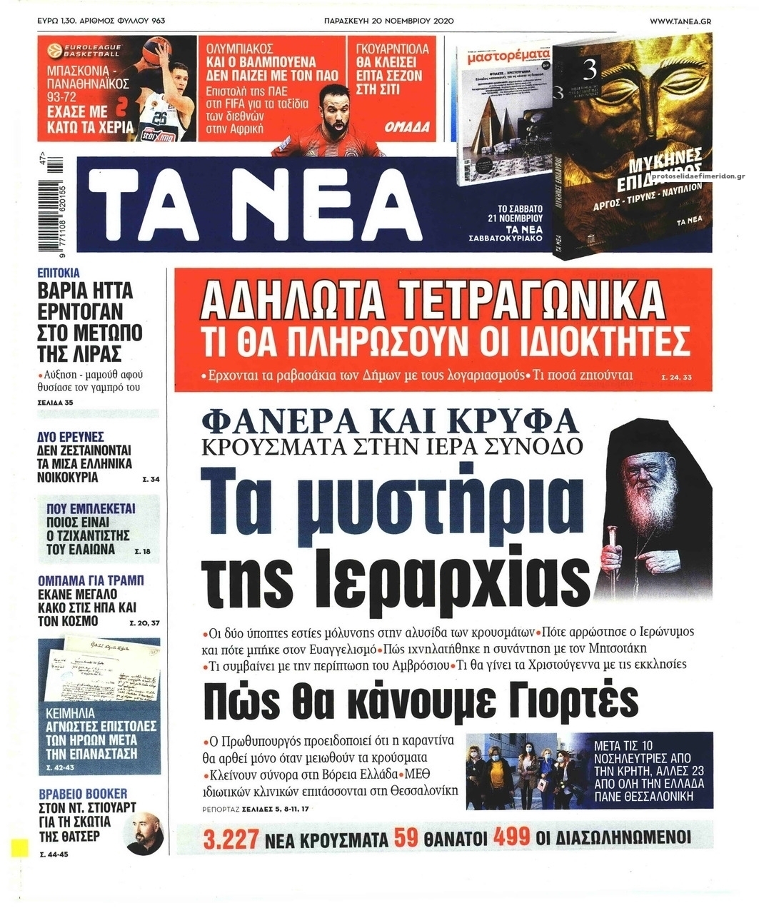 Πρωτοσέλιδο εφημερίδας Τα Νέα