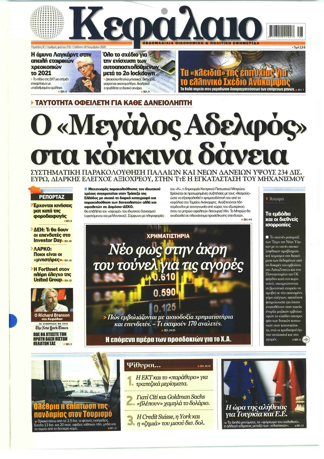 Πρωτοσέλιδο εφημερίδας Κεφάλαιο