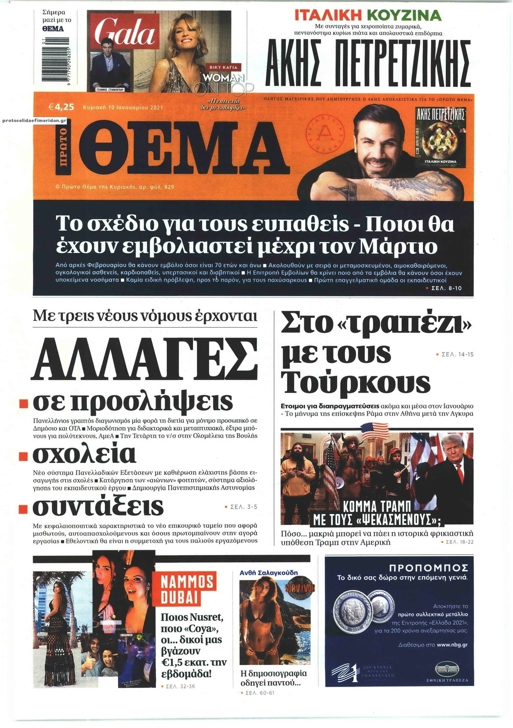 Πρωτοσέλιδο εφημερίδας Πρώτο Θέμα