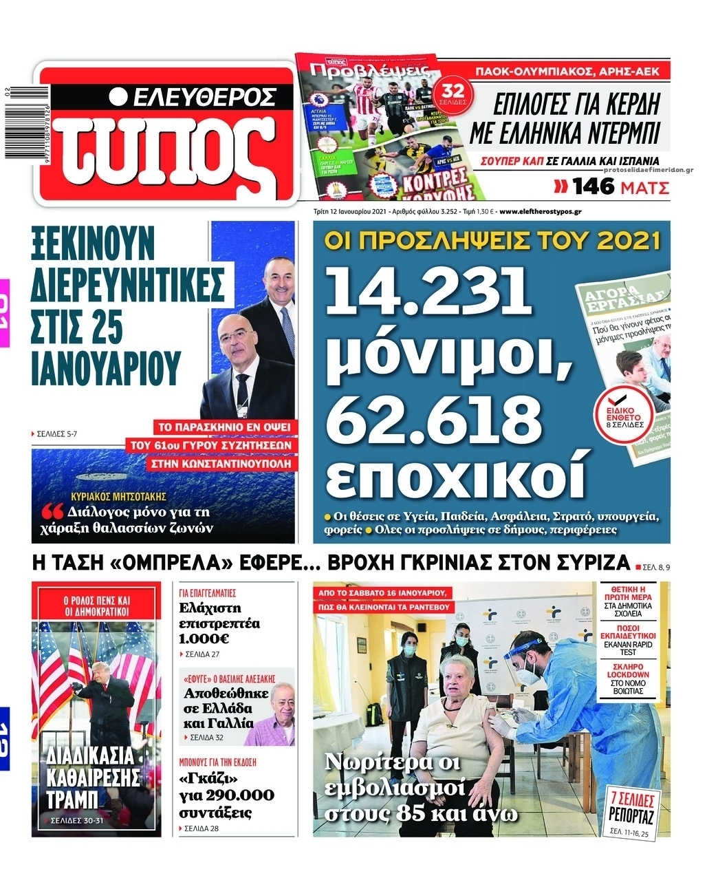 Πρωτοσέλιδο εφημερίδας Ελεύθερος Τύπος