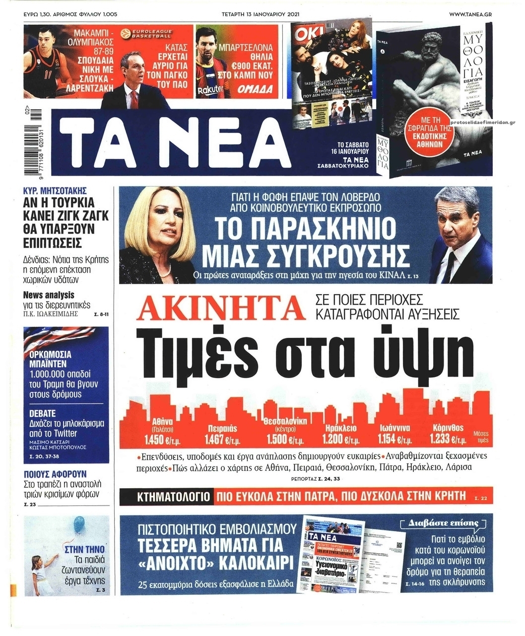 Πρωτοσέλιδο εφημερίδας Τα Νέα