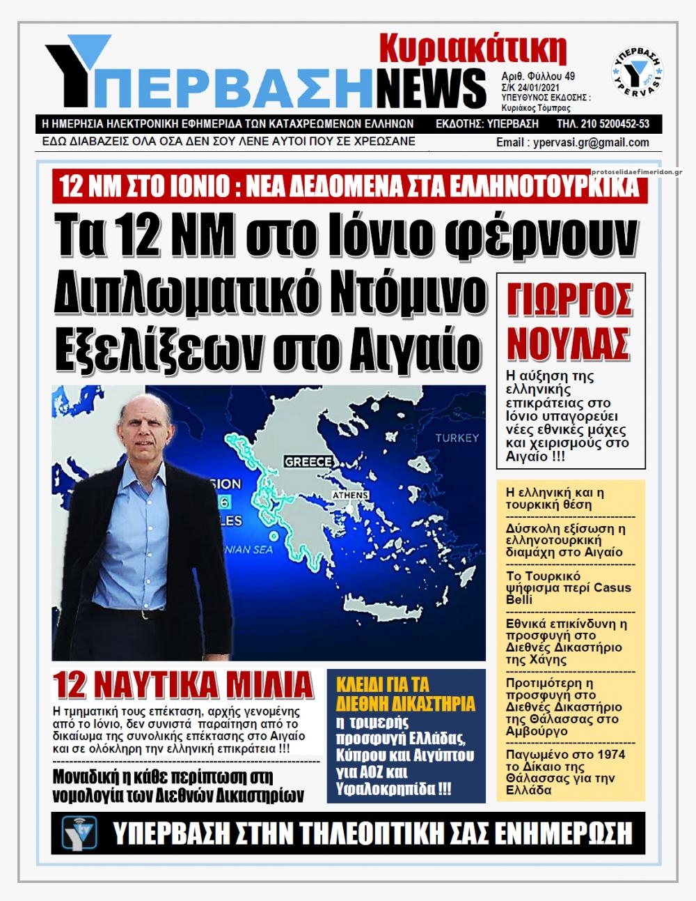 Πρωτοσέλιδο εφημερίδας Υπέρβαση News