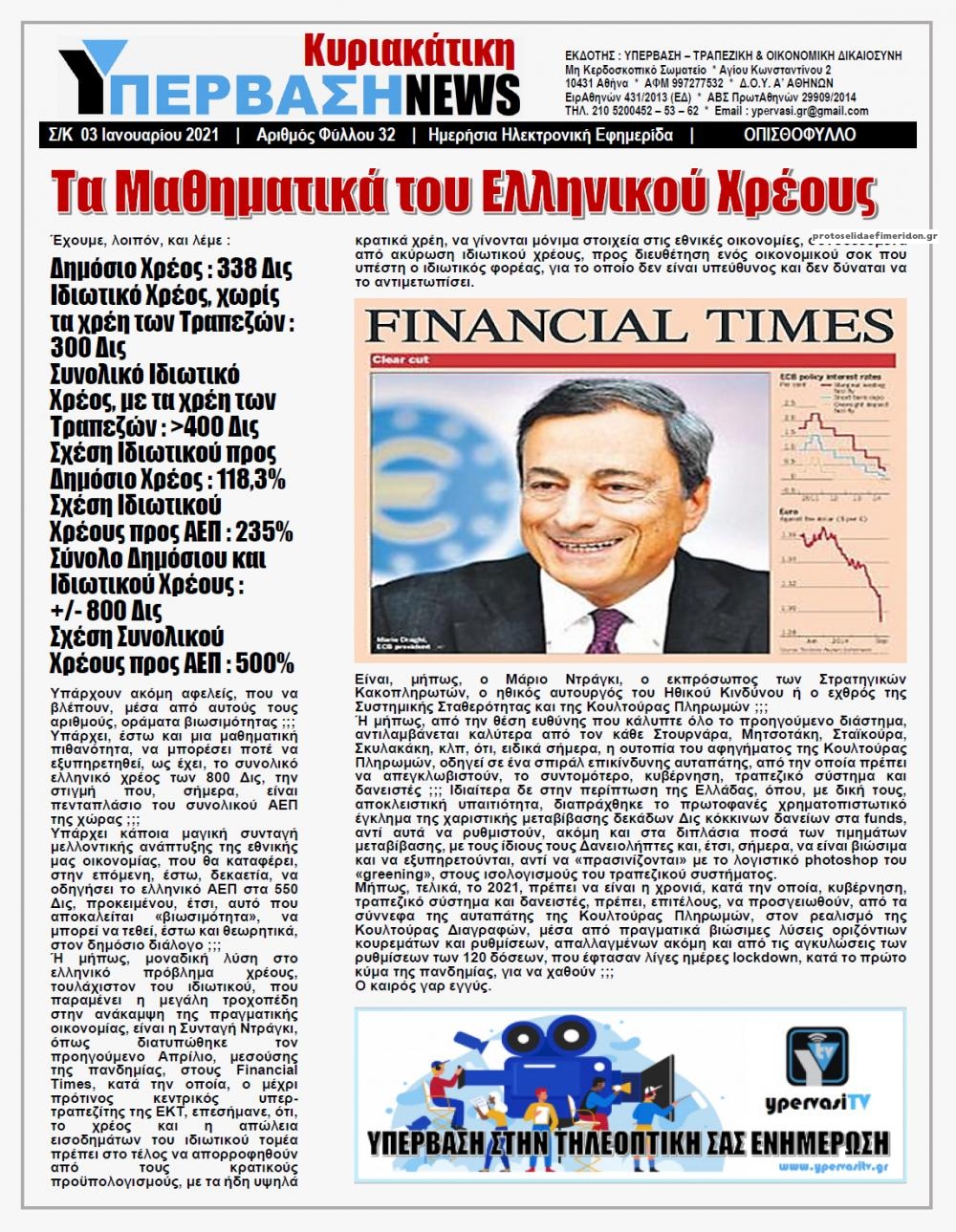 Οπισθόφυλλο εφημερίδας Υπέρβαση News