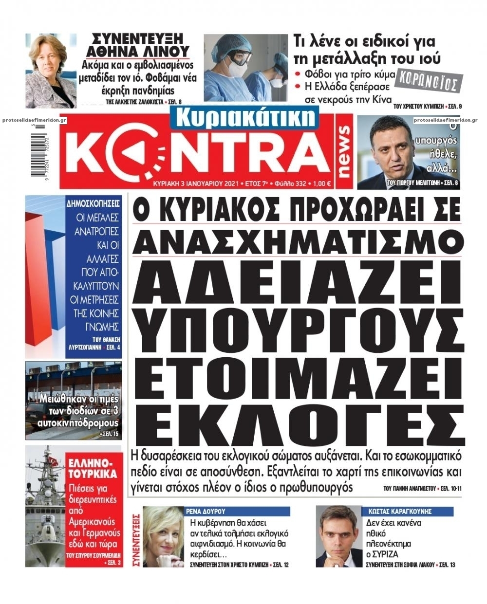 Πρωτοσέλιδο εφημερίδας Kontra News