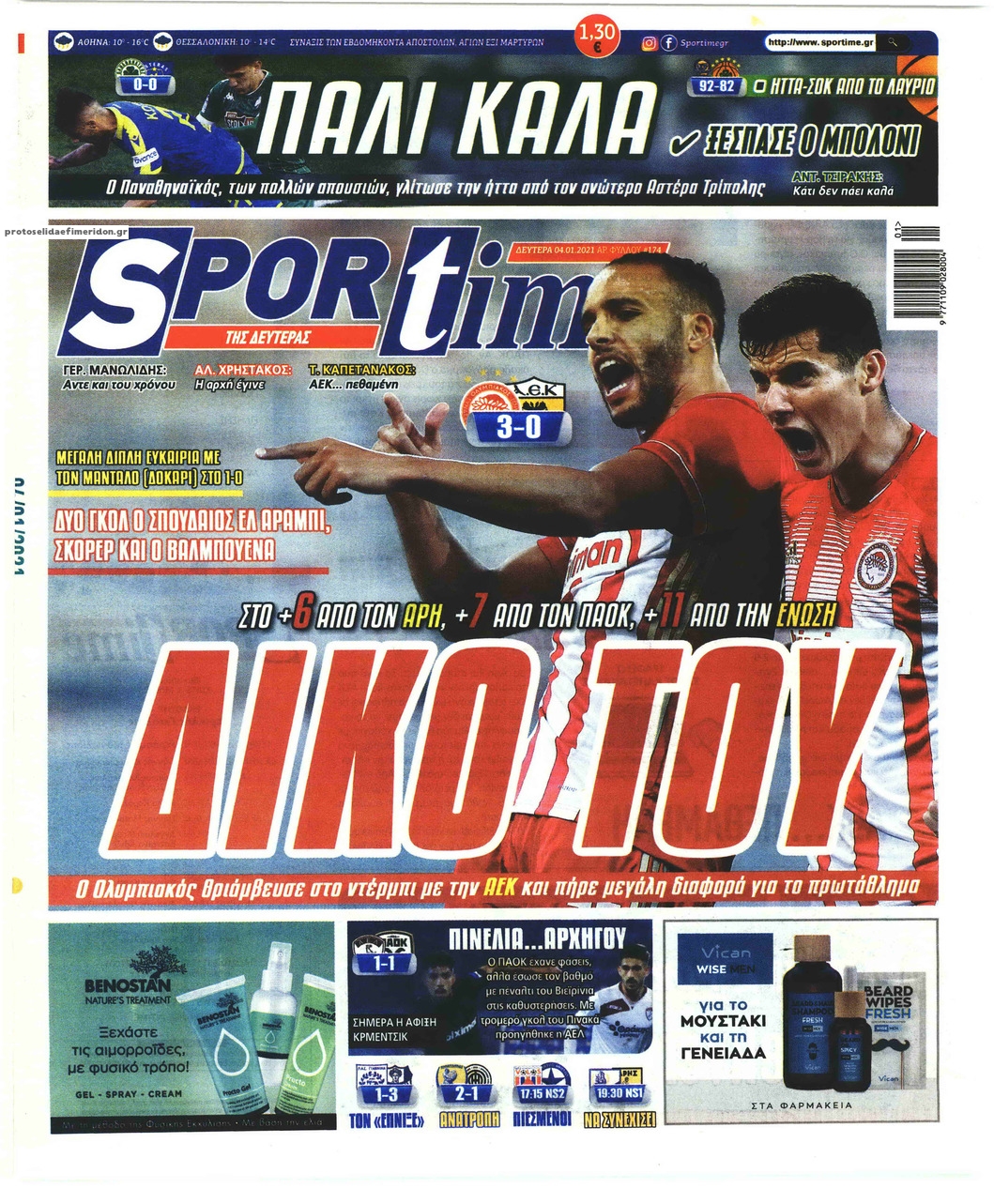 Πρωτοσέλιδο εφημερίδας Sportime