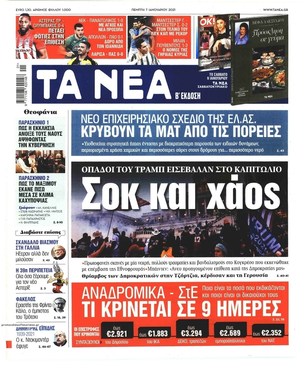 Πρωτοσέλιδο εφημερίδας Τα Νέα