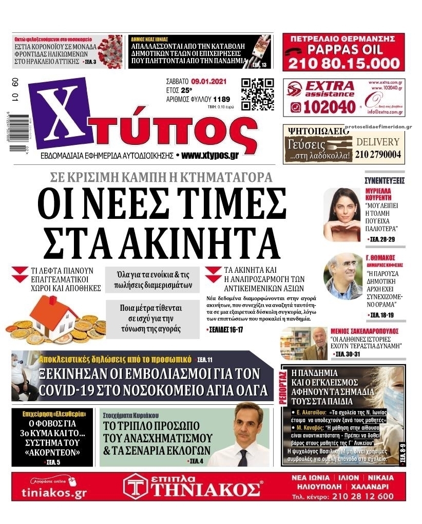 Πρωτοσέλιδο εφημερίδας Χτύπος