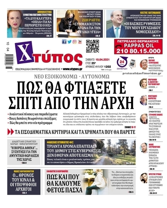 Πρωτοσέλιδο εφημερίδας Χτύπος