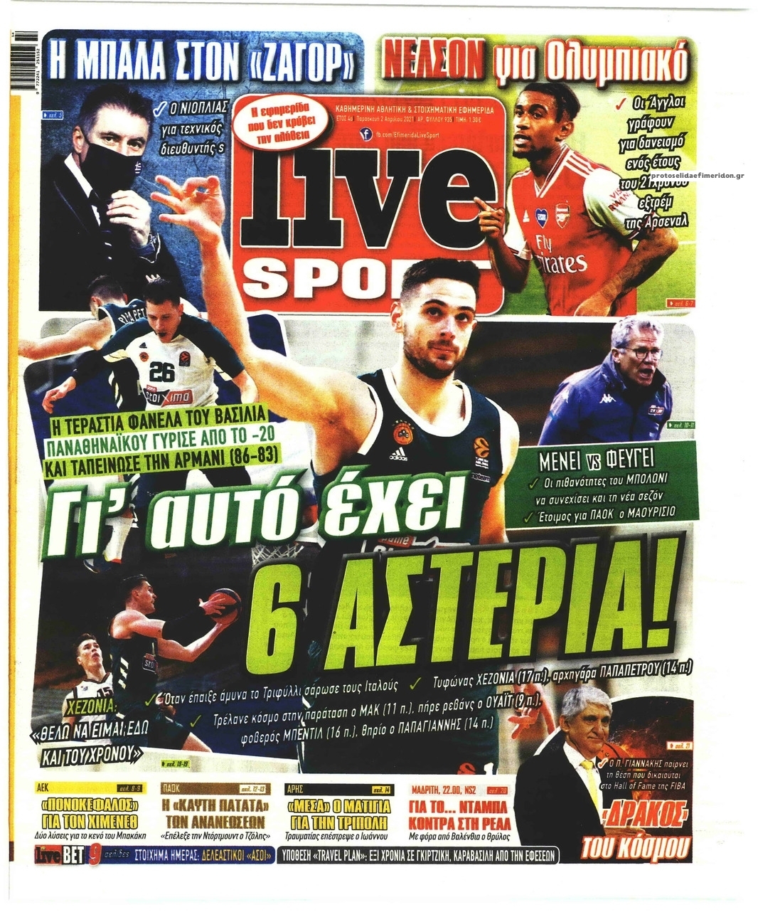 Πρωτοσέλιδο εφημερίδας Livesport