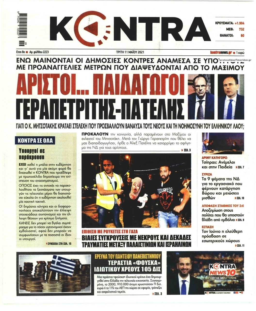 Πρωτοσέλιδο εφημερίδας Kontra News