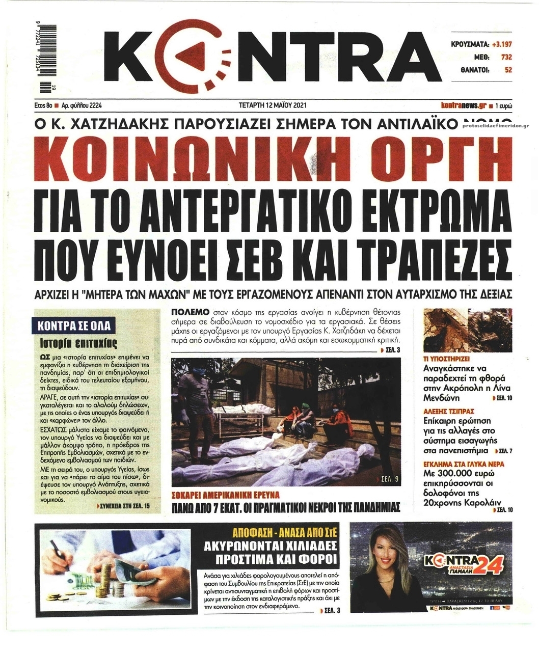 Πρωτοσέλιδο εφημερίδας Kontra News