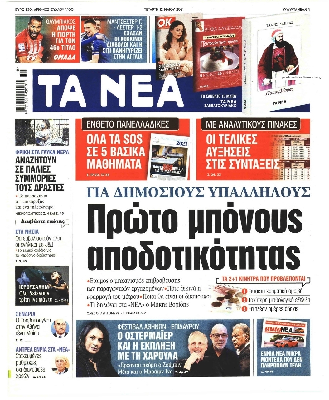 Πρωτοσέλιδο εφημερίδας Τα Νέα