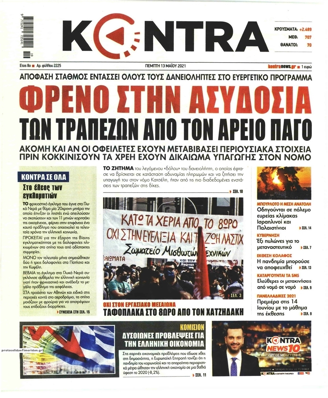Πρωτοσέλιδο εφημερίδας Kontra News