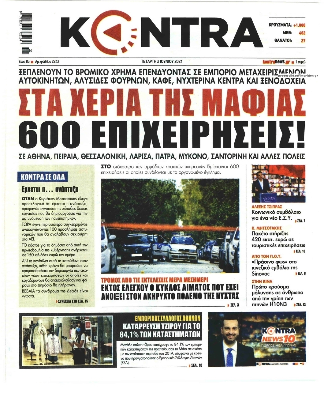 Πρωτοσέλιδο εφημερίδας Kontra News