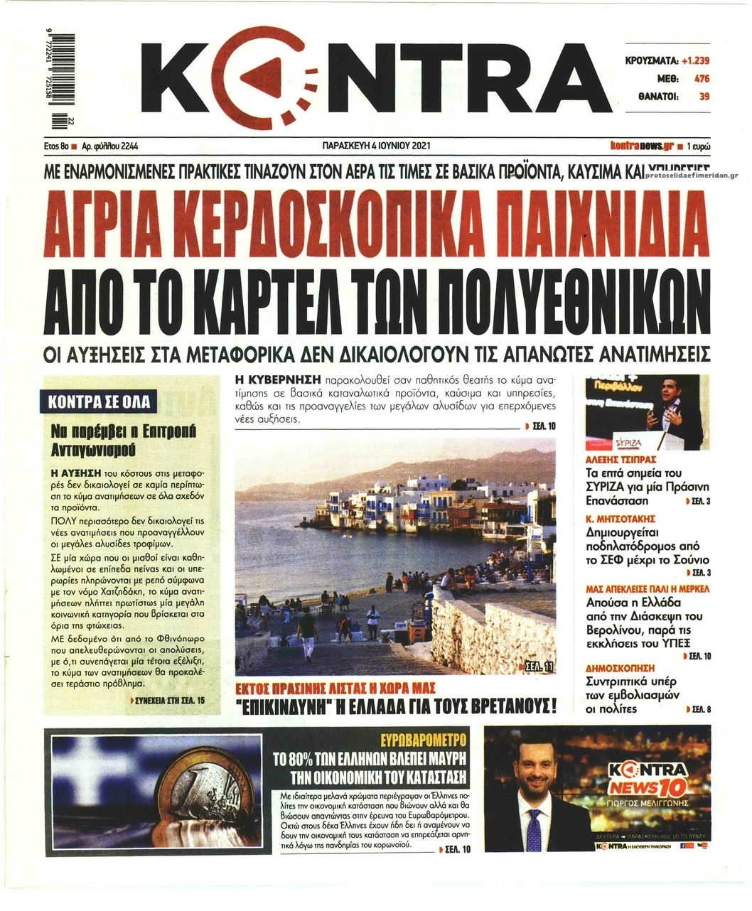 Πρωτοσέλιδο εφημερίδας Kontra News