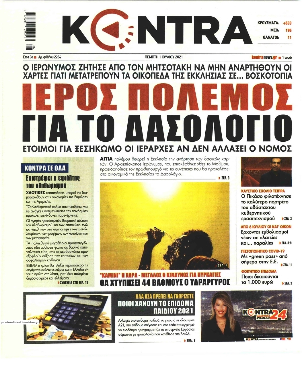 Πρωτοσέλιδο εφημερίδας Kontra News