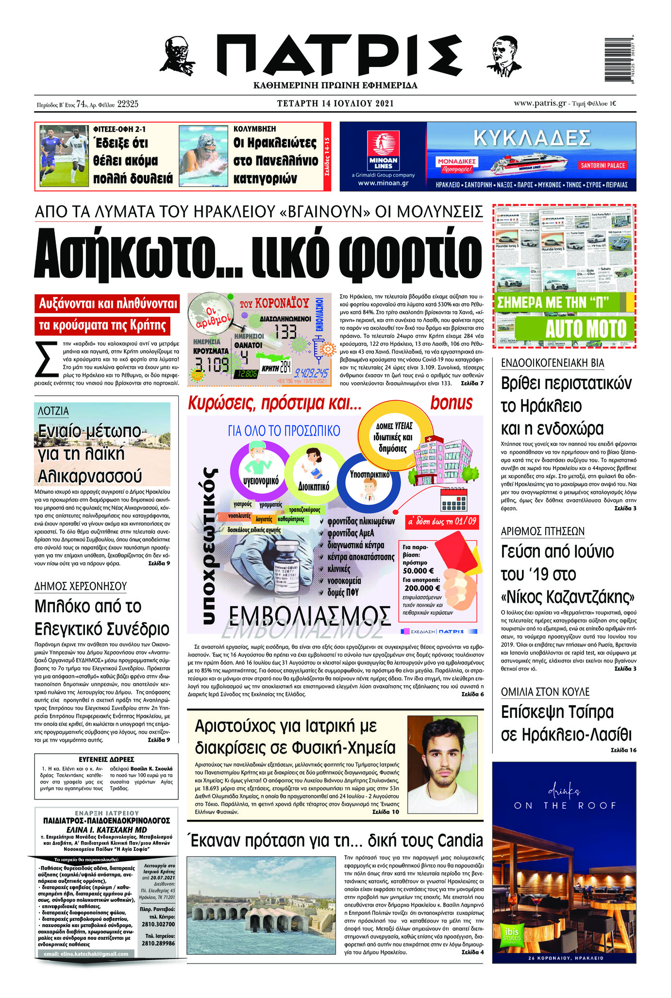 Πρωτοσέλιδο εφημερίδας Πατρίς