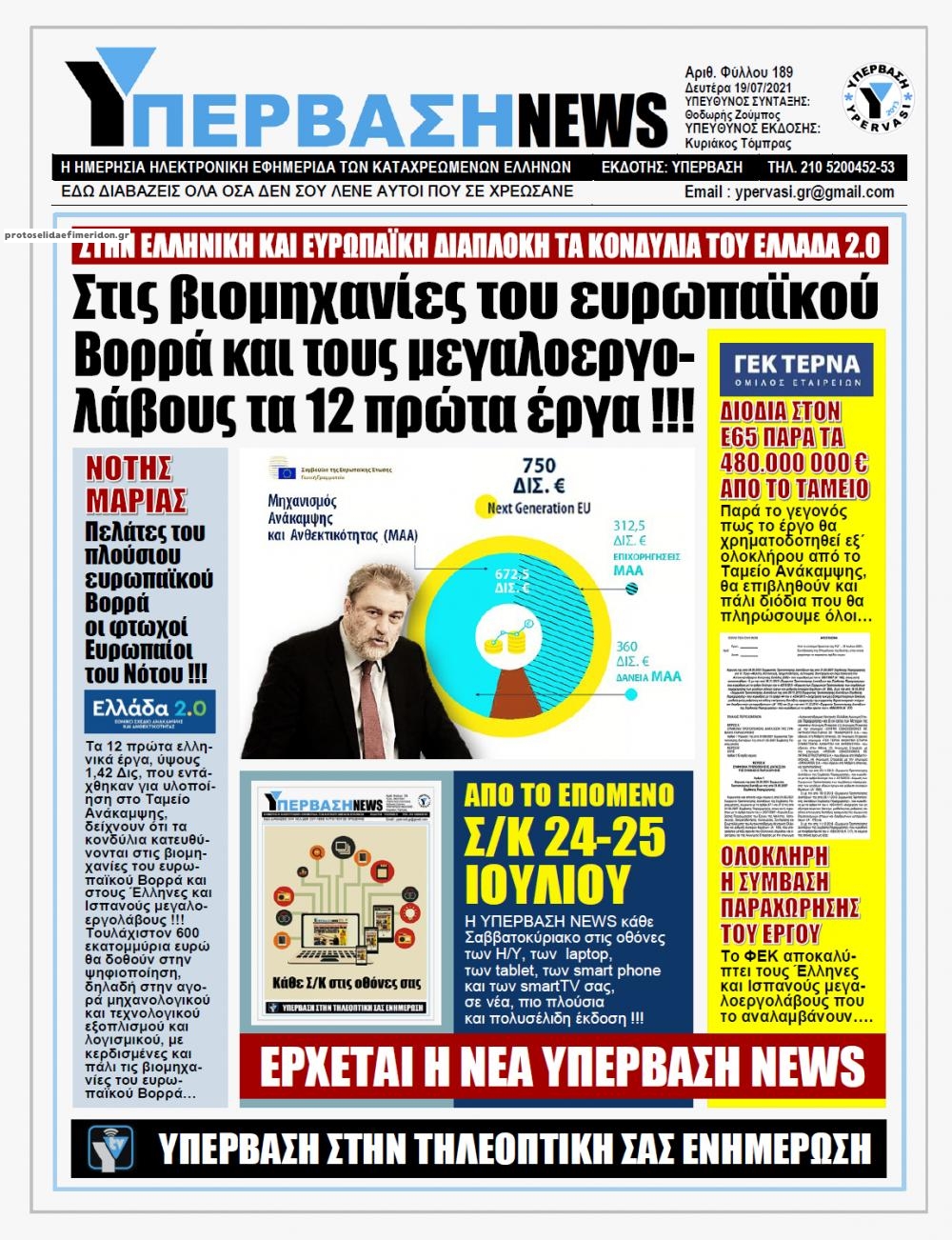 Πρωτοσέλιδο εφημερίδας Υπέρβαση News