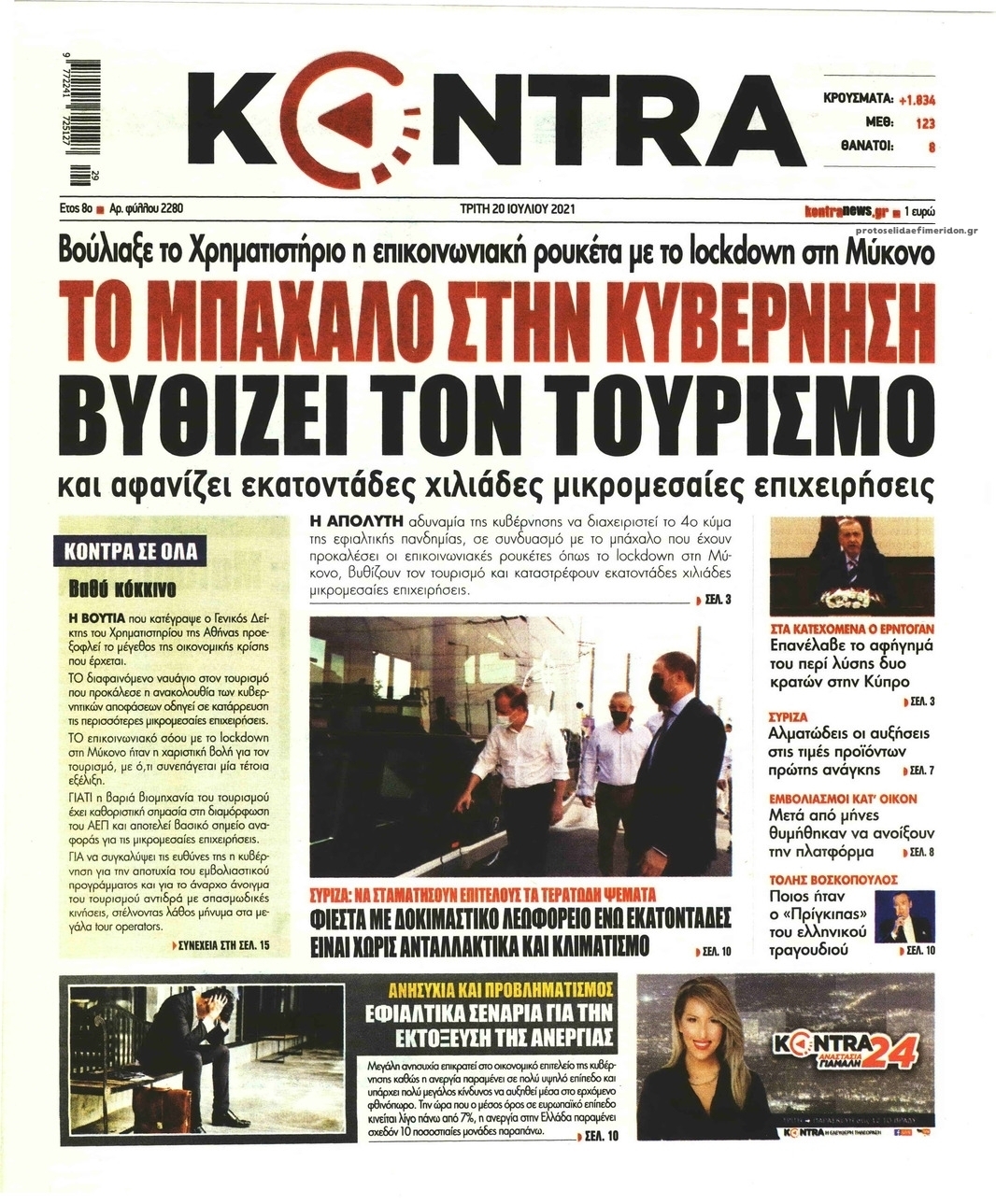 Πρωτοσέλιδο εφημερίδας Kontra News