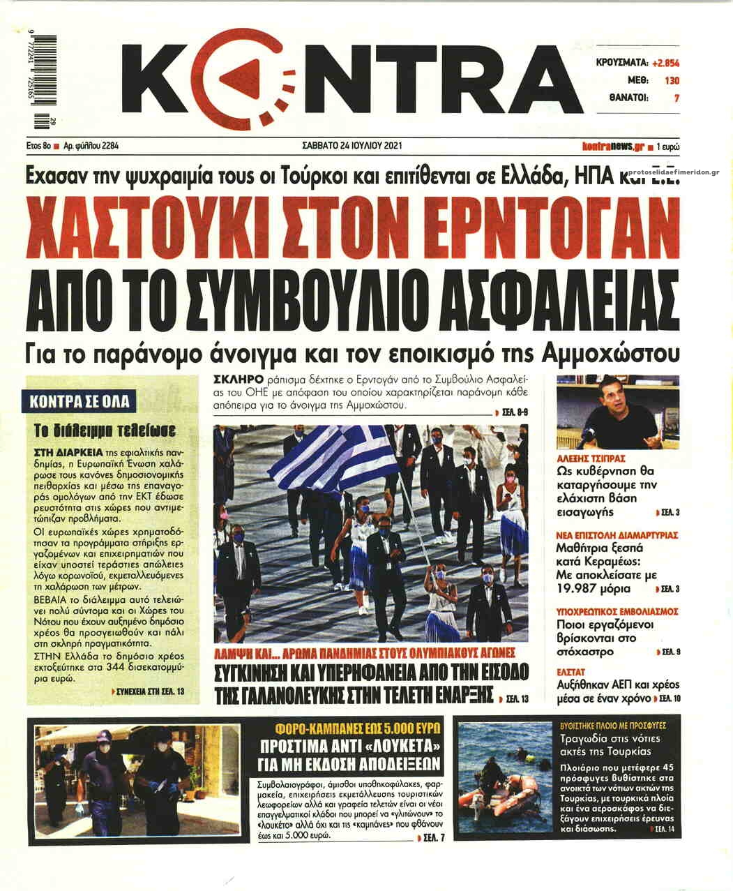 Πρωτοσέλιδο εφημερίδας Kontra News