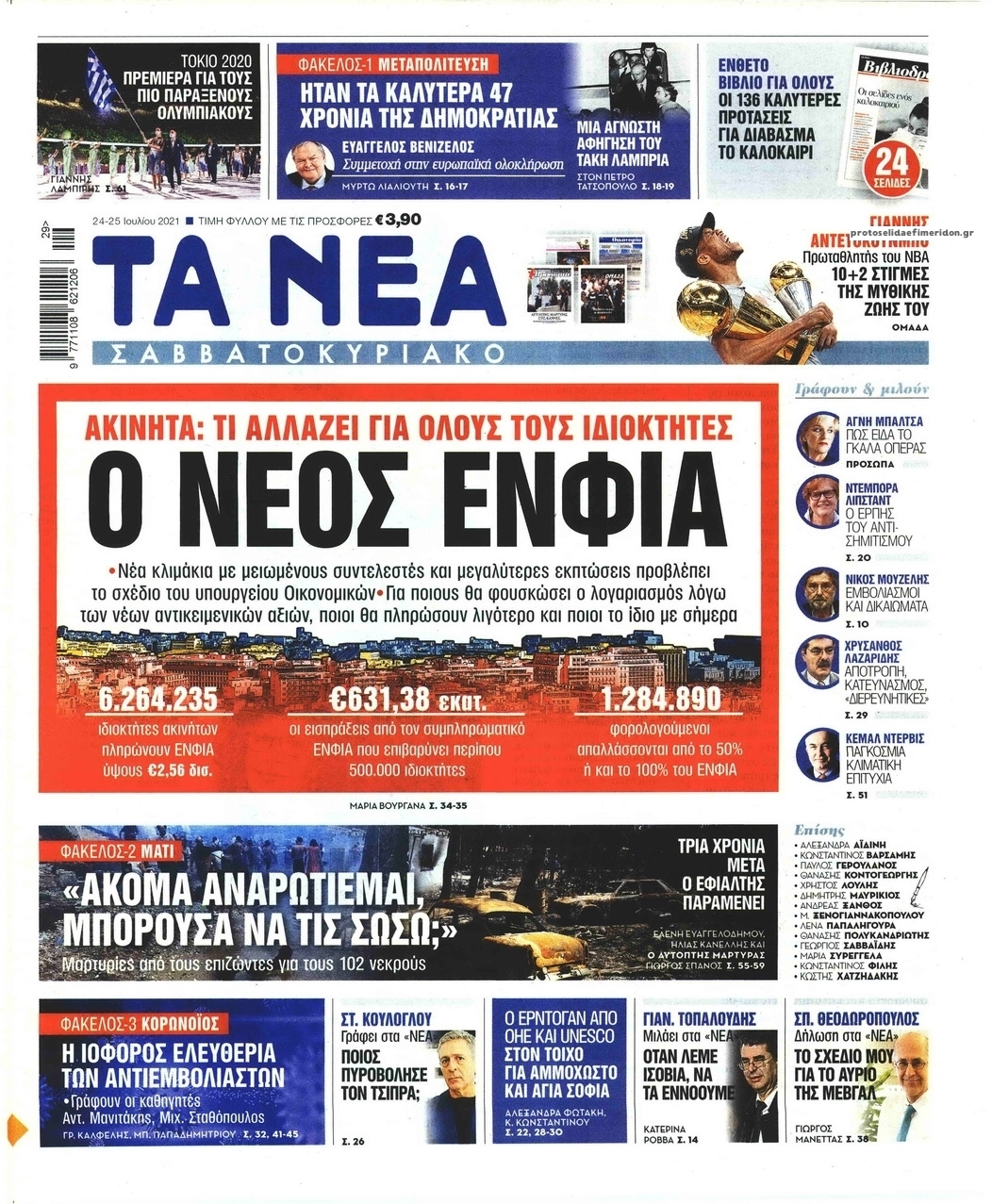 Πρωτοσέλιδο εφημερίδας Τα Νέα