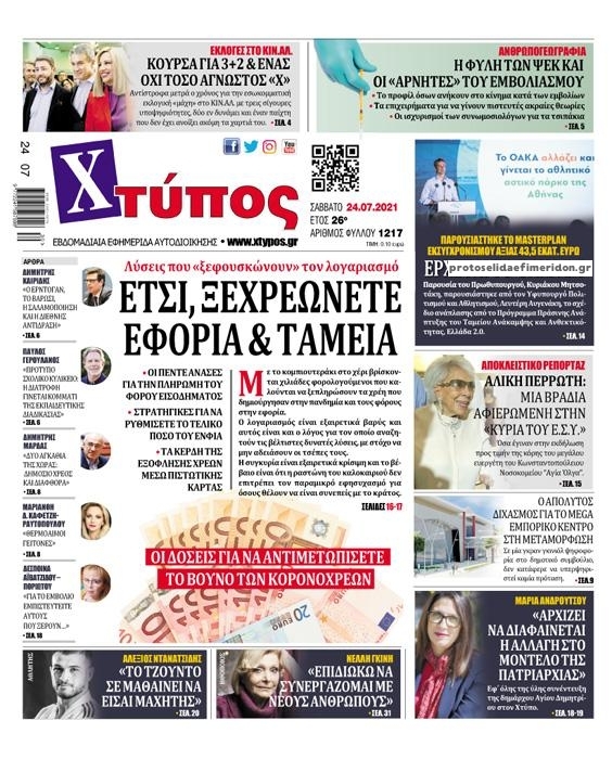 Πρωτοσέλιδο εφημερίδας Χτύπος