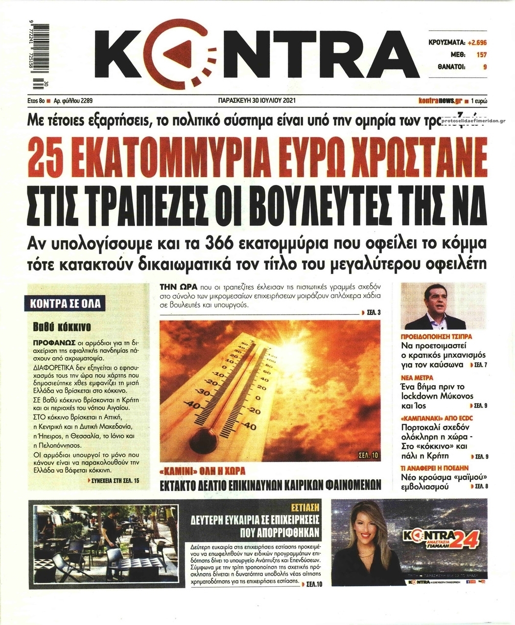 Πρωτοσέλιδο εφημερίδας Kontra News